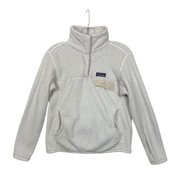 Patagonia Womens Snap-T Pullover Fleece Top Sweater Polartec Thermal Pro Cream S - Picture 2 of 9